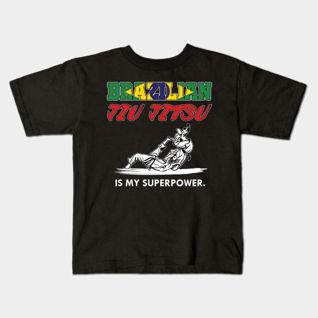 Brazilian Jiujitsu Superpower Kids T-Shirt by woormle